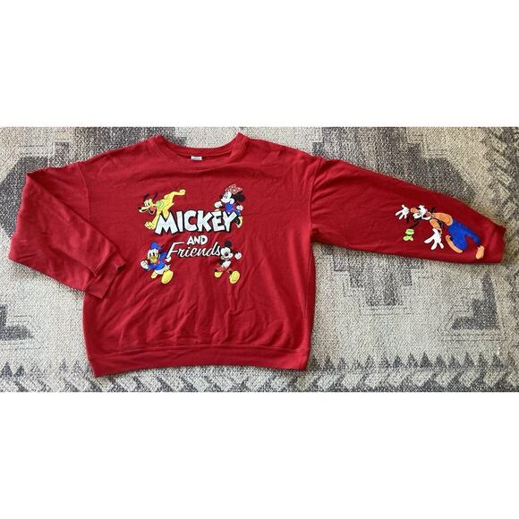 Womens‎ Sz XXL RED MICKEY & FRIENDS Pullover Crewneck Sweater - Picture 1 of 8